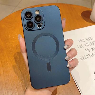 For Magsafe Soft Case For iPhone 16 Pro Max 15 14 13 12 Mini 11 XR XS X 7 8 Plus Wireless Charge Glass Lens Protection Cover