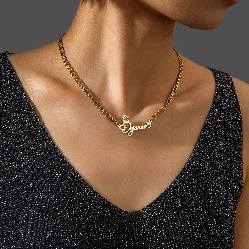 Custom Stainless Steel Letter Necklace Bracelet Stud Earrings Personalized Cutting Simple Style English Name Jewelry Set