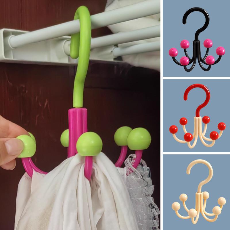 Six Rotating Claw Hook Household Clothing Holder Multifunctional Storage Rack