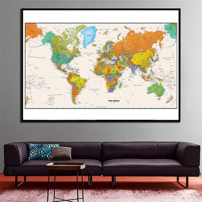 Mapa světa – Klasická mapa Výtisky velkých plakátů na zeď Umělecké pozadí Látka Home Living Room Wall Decor