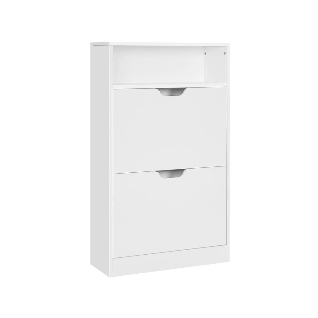 VASAGLE LBC040W01V1 Shoe Cabinet with 2 Compartments for Hallway, Living Room, Bedroom, 60 x 24 x 102 cm, White