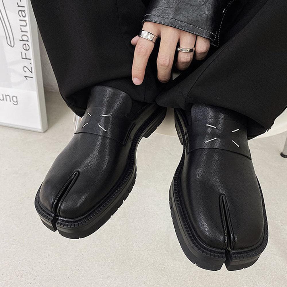 Nadměrná velikost 46 Dámské boty Tabi Módní Pánské mokasíny s rozdělenou špičkou Boty Unisex Silná podrážka Ležérní Kožené boty Obuv