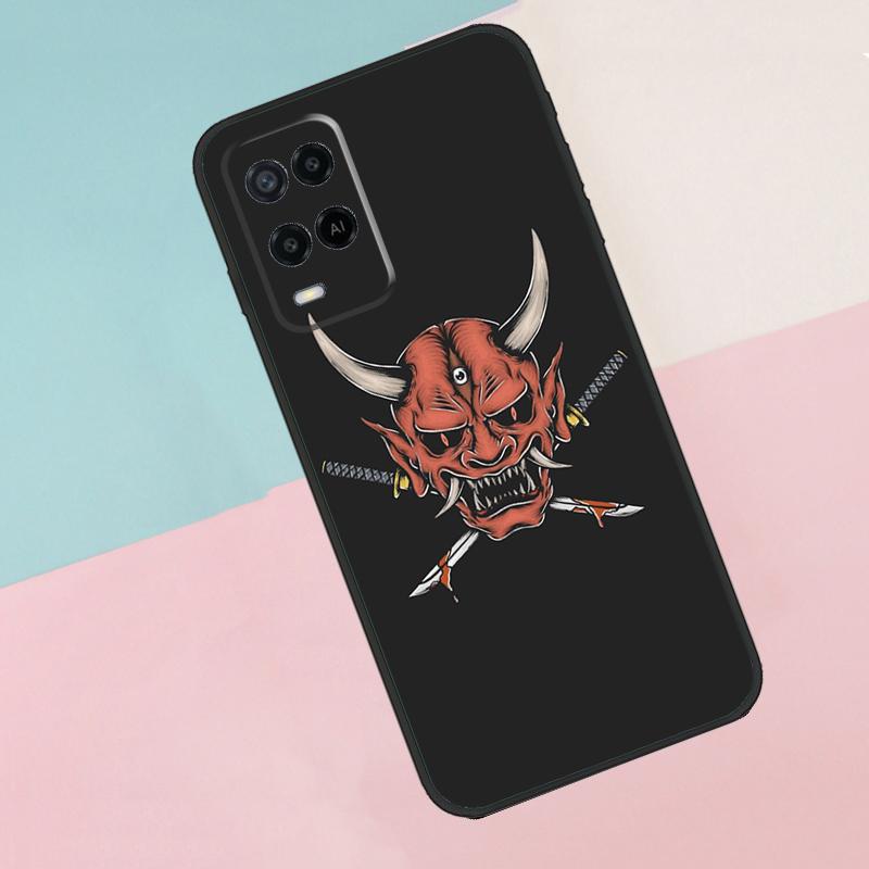 Japanese Samurai Oni Mask For Oppo A17 A77 A60 A74 A94 A54 A18 A38 A58 A78 A98 A40 A80 A16 A76 A96 A15 A57S Phone Case