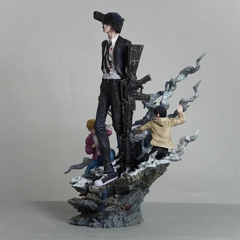 Anime Chainsaw Man Aki Hayakawa Teufelsensäge-Mann Teufelsgewehr-Form Figur Sammlerstück PVC Modell Statue Schreibtischverzierung Geschenk für Erwachsene Anime-Fans