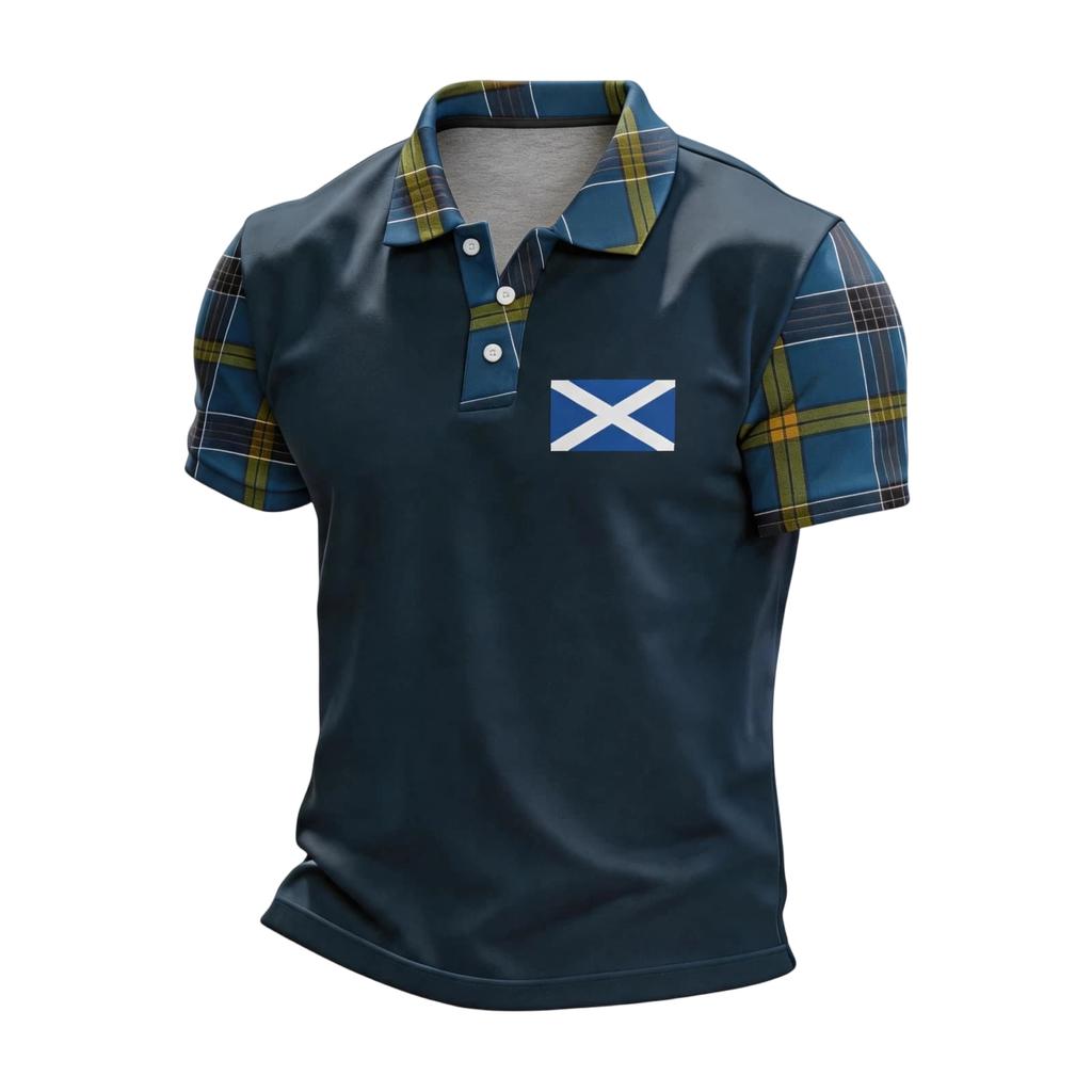 Men's Scotland Support Polo Shirt 2026 Football World Cup Design Short Sleeve Lightweight Casual Sportswear
