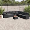 VidaXL Garden Lounge Set 10 Pcs with Cushions Black Wicker 3224165