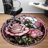 1pc Stained Glass Rose Chair Carpet for Office, Non Slip, Soft and Durable Office Rug