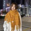 Solid Color Plaid Wool Scarf Cashmere Shawl Long Shawl Elegant Winter Cashmere Scarves  Student