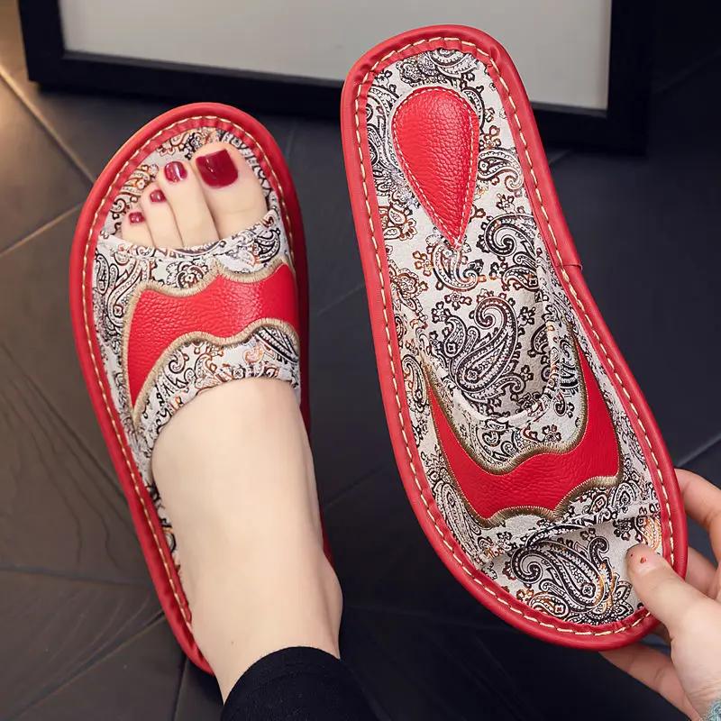 Printed Summer Slippers for Women Anti Slip Soft Sole for Men Indoor Home Couple's New Trendy Leisure Flat Bottom Slippers