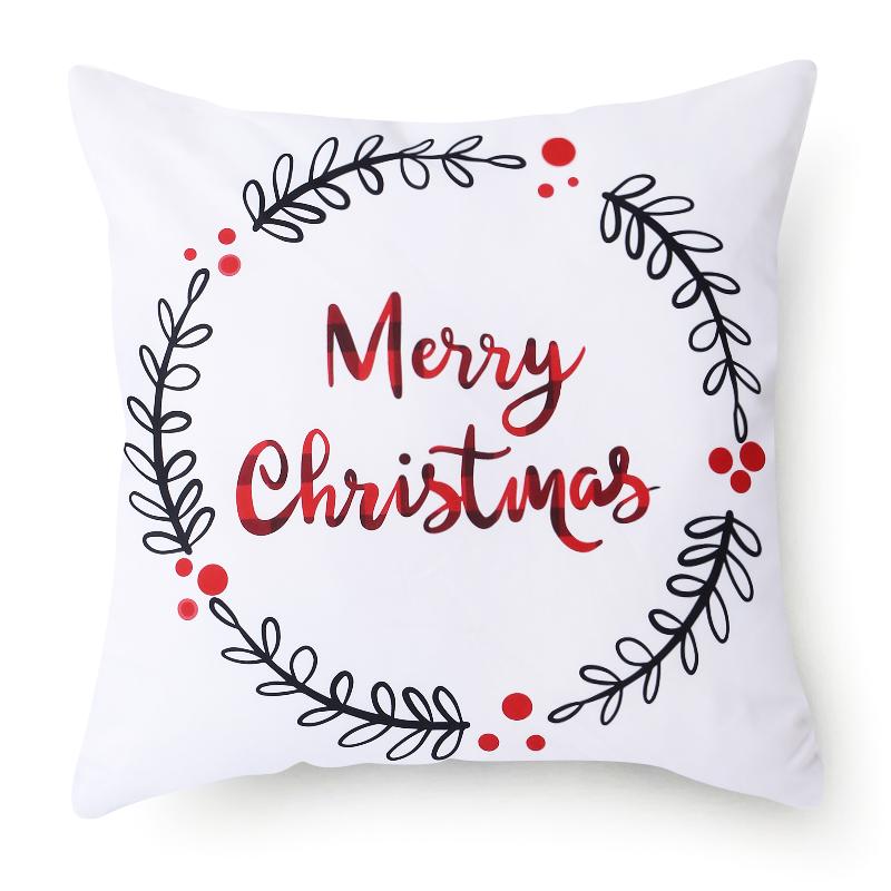 45x45cm Weihnachten Frohe Weihnachten Dekorativer Druck Muster Kissenbezug Zuhause Wohnzimmer Sofa Dekokissenbezug