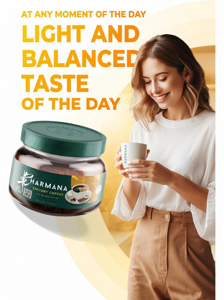 HARMANA Chicory Detox Coffee – Herbal Instant Coffee Mix 150g (60 Servings), Slimming & Digestive Blend
