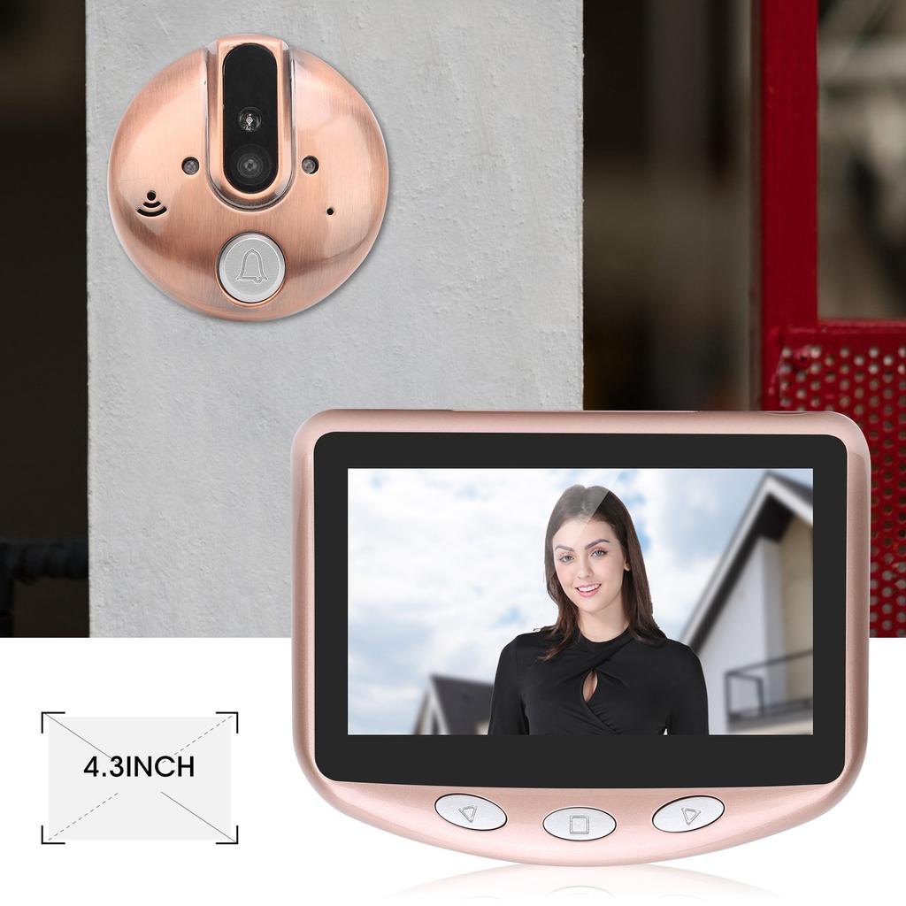 4.3in 720P Video Doorbell Peephole Camera 120 Degree Wide Angle Infrared Night Vision for Home