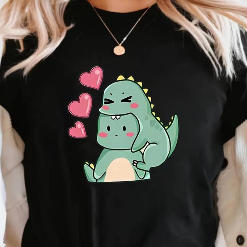 Móda Ženy Dinosauří dort s potiskem Tričko Legrační Ležérní Tričko s krátkým rukávem s výstřihem do O Letní Dámské tričko s tričkem