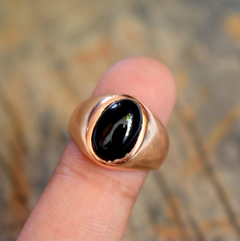 Plata de ley 925, Anillo de ónix negro, Anillo de oro rosa, Joyería hecha a mano, Regalo magnífico, Anillo para hombres, Regalo unisex, Anillo de compromiso