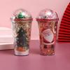 Plastic Christmas Micro Landscape Cup with Sequined Tumbler Drinkware Mug  Coffee Juice