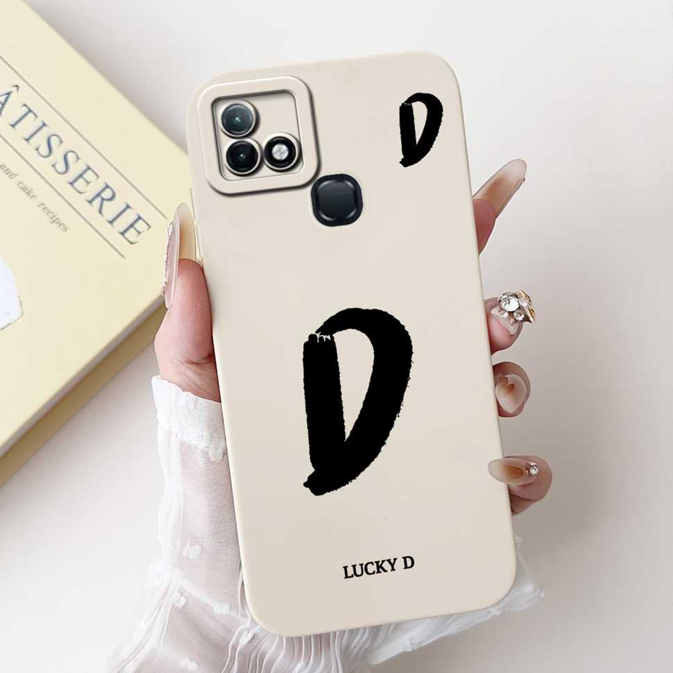 For Infinix Hot 10i X659B Case White Lucky Letters A-Z Soft Silicone Cover For Infinix Hot10I Smart 5 Pro 6.52 " Phone Cases