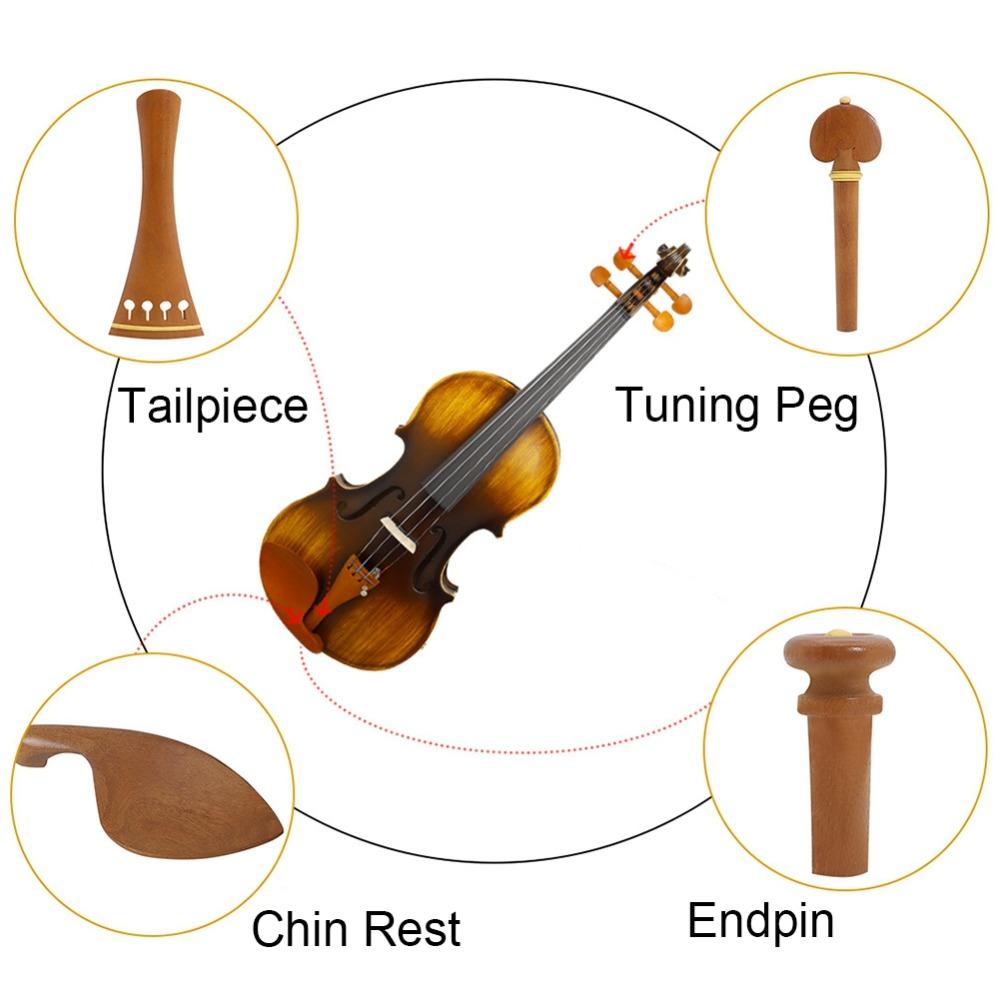 Wooden Color Violin Tailpiece Set Jujube Wood Violin Chin Rest  Violin Replacement