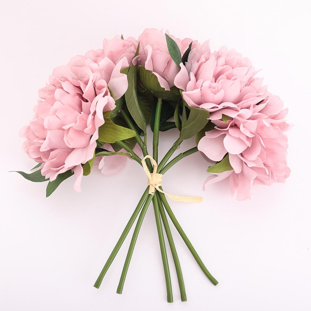 5-Head Artificial Hydrangea Peony Flowers High Quality Bride Bouquet Big Flower Home Wedding Living Room Fake Flowers Decoration
