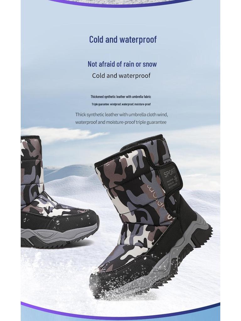 2025 Winter Children's Snow Boots - Velvet-Lined, Thick, Warm & Anti-Slip for Medium & Large Kids