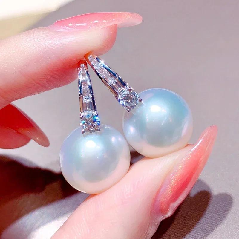 Elegant Bling Cz Simulated Pearl Drop Earrings For Women Trendy Wedding Jewelry Accessory Female Temperament Gift