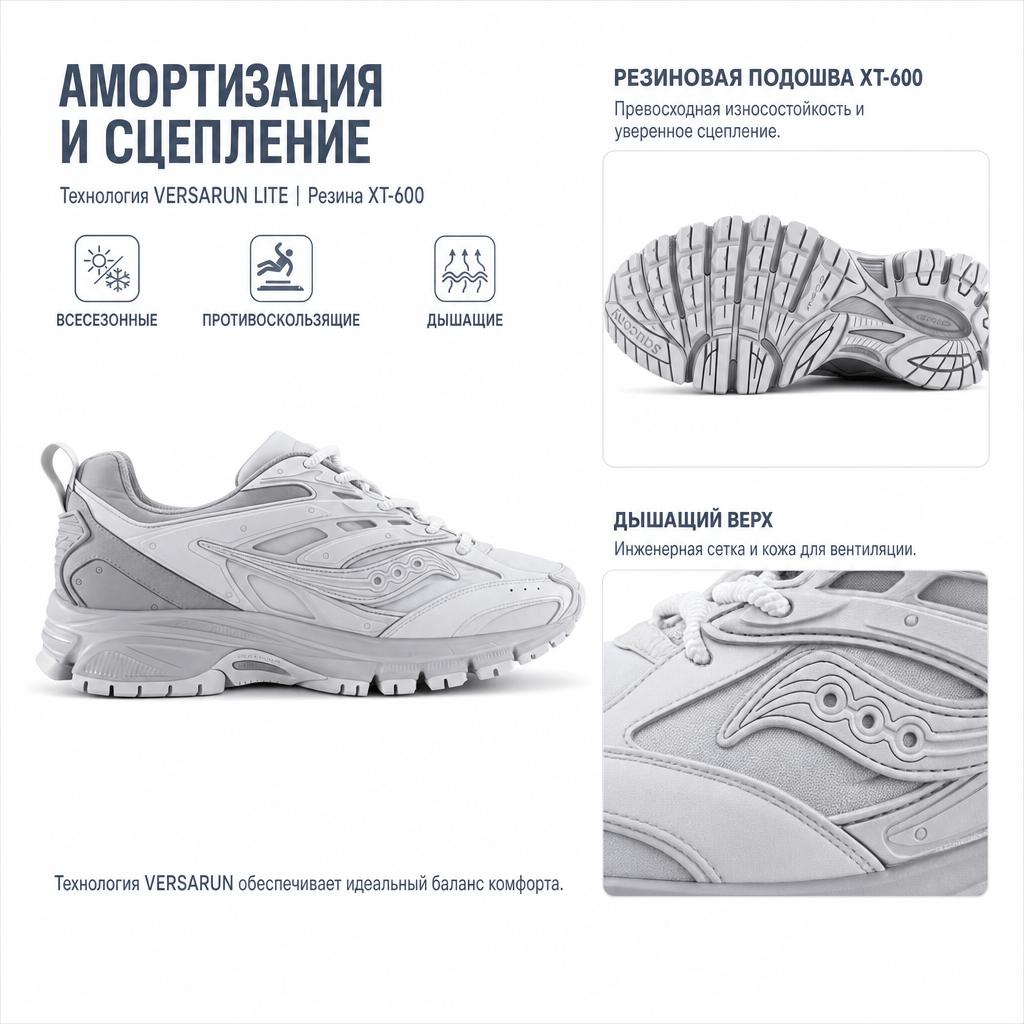 SAUCONY Leather Retro Casual Shock Absorbing Non-Slip Wear-Resistant Low-Top Running Shoes Unisex Running Shoes Light-Gray Dark-Gray S79044-6