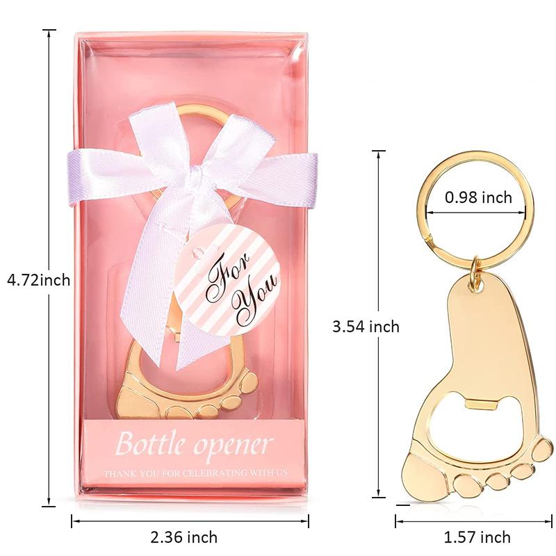 16/32 st flasköppnare baby shower-presenter till gäster, fotavtryck nyckelringformad öppnare, födelsedag bröllop brudfest souvenirer