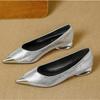 Single Shoes Womens Spring Autumn New French Pointed Head Shallow Mouth Low Heel Pumps Commuting One Pedal Thick Heel High Heels