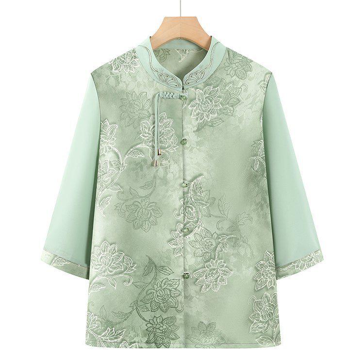 

Summer Chiffon Shirt & Pants Set for Elderly Women - Perfect for Mothers & Mother-in-Laws XL: 90-105 jin