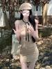 Sexy pure desire hollow sleeveless lace dress women's spring new slim and thin hip skirt short skirt