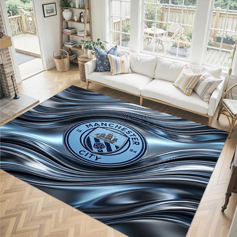 Manchester City Design Crystal Velvet Carpet Cozy Non?Slip Printed Rug For Bedroom Living Room Entrance