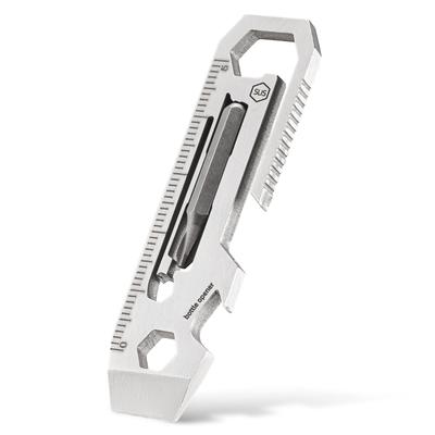 Keyunity KR03 Stainless Steel Pry Bar Multifunctional Tool with Bottle Screw Hex and Ruler Ideal for Outdoor and Emergency - Small, 7-in-1 Opener,