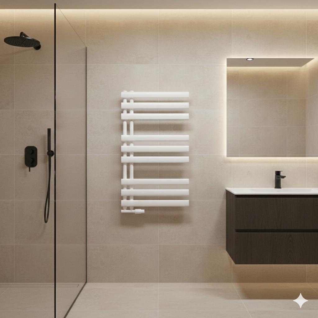 Luxrad Oval E Bathroom Radiator 86.2x50 Cm Bottom Connection White 341W