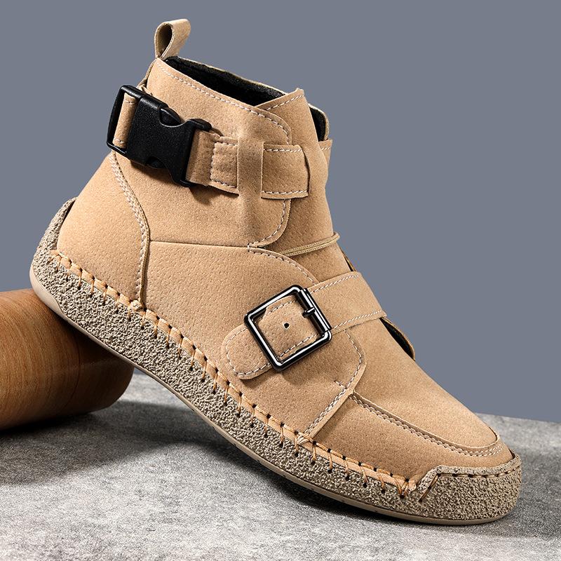 Leather shoes high-top handmade Martin boots retro spring and summer casual short boots
