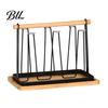 Space-saving Cup Rack Iron Drying with Wood Handle & Drip Tray Baby Bottle Hygienic Dryer Holder Space-Saving Countertop Organizer for Mugs