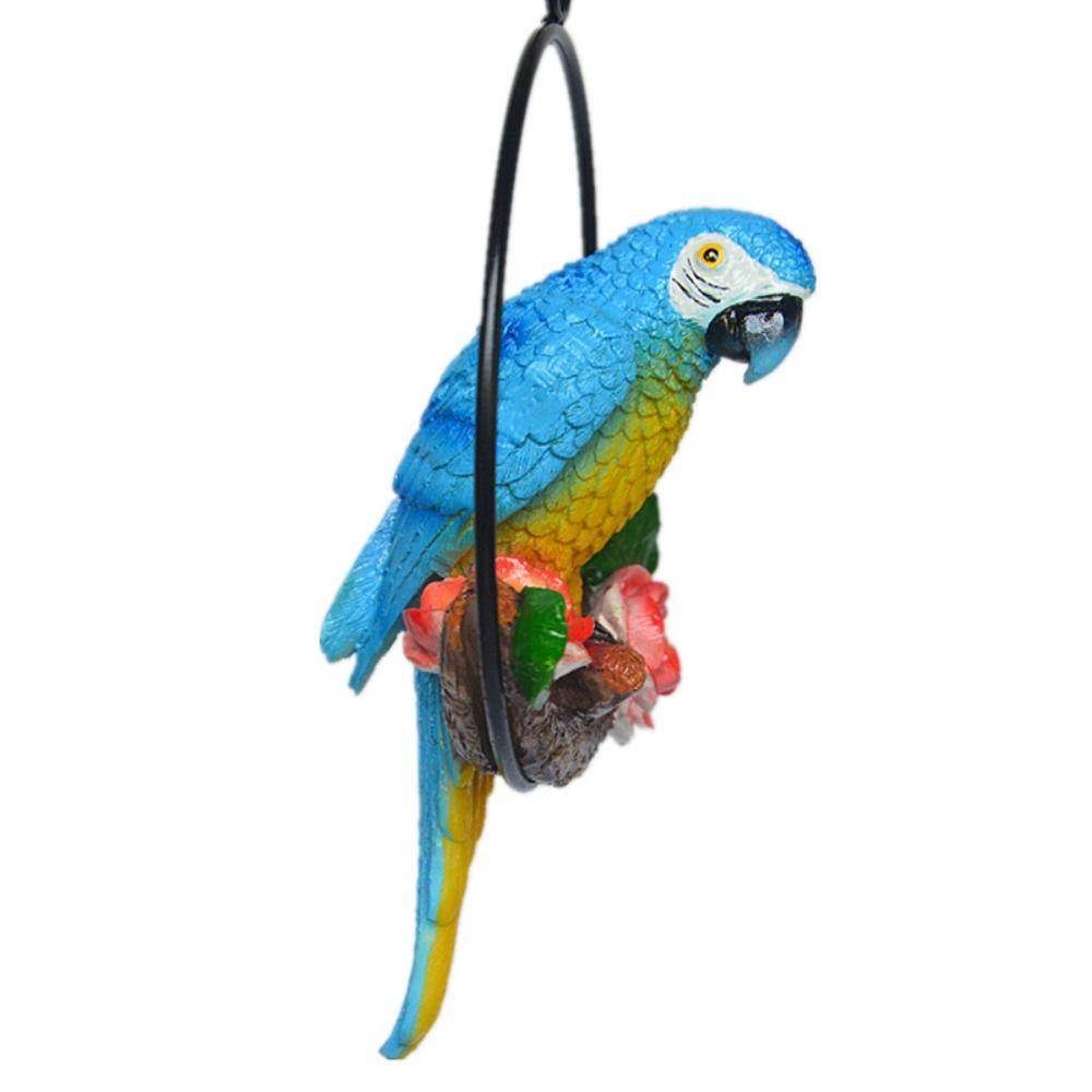 Artificial Bird Statues Iron Ring Hanging Sculpture Parrot Statue For Home Office Room Ornaments