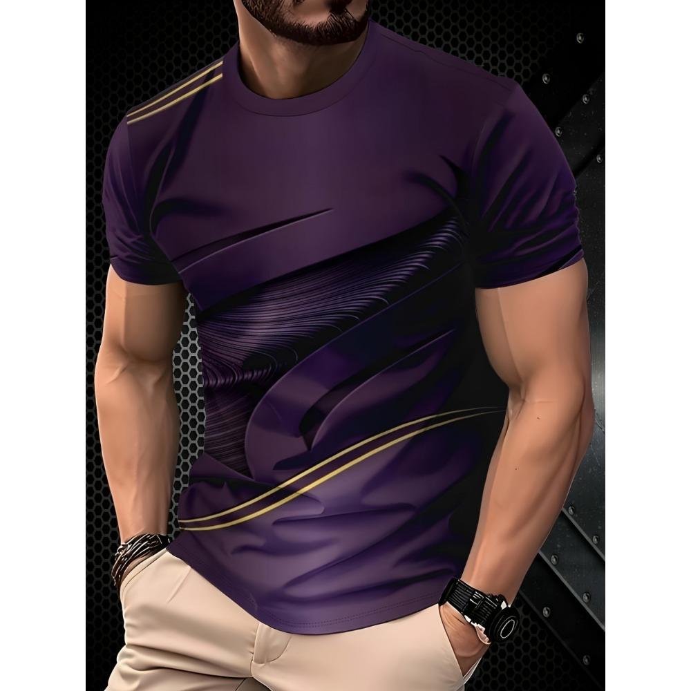 Men's 3D Line Stripe Printed T-shirt