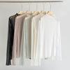 Women's Wood Ear Lace Long Sleeve Shirt - Korean Style, Slim Fit, Sexy Mesh Design, Spring/Autumn