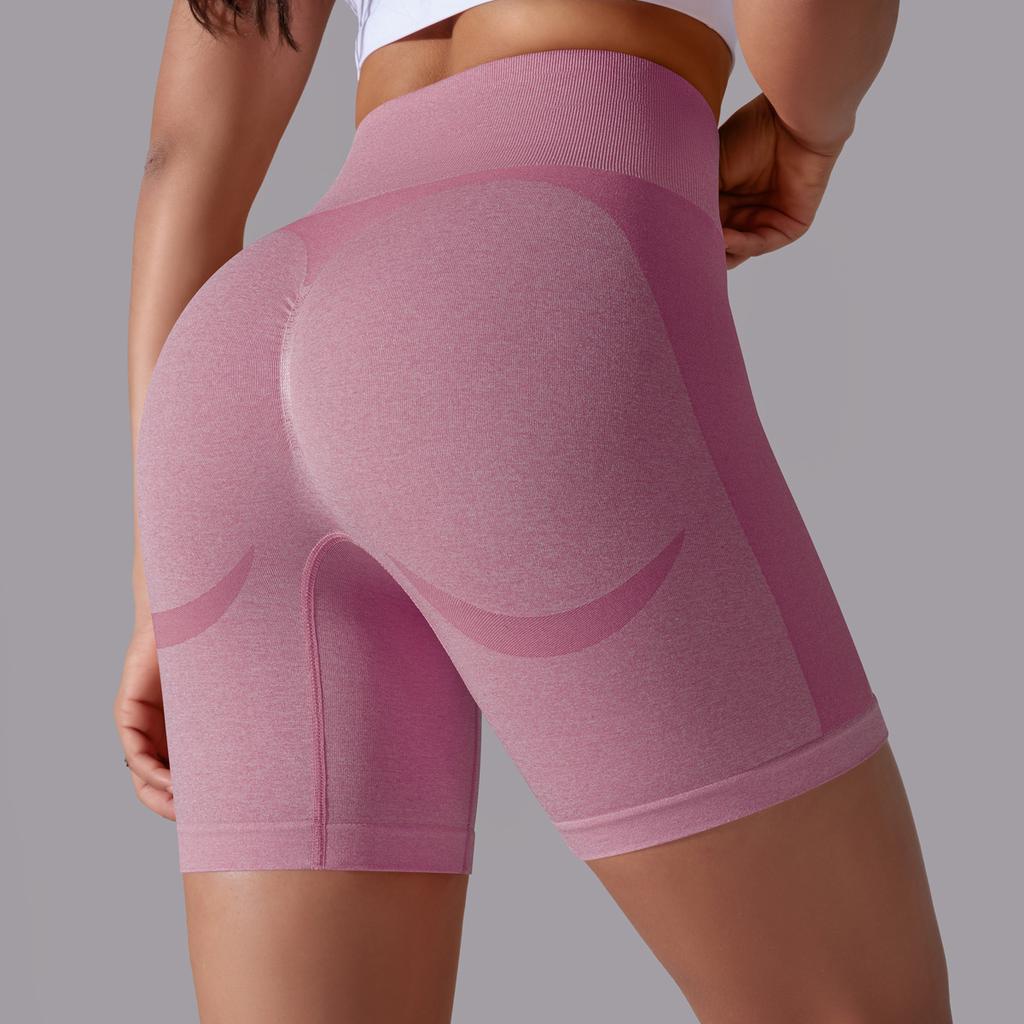 Seamless Belly Tuck Peach Butt Skinny Smile Pants Sports Yoga Pants High Waist Jacquard Fitness Shorts Women