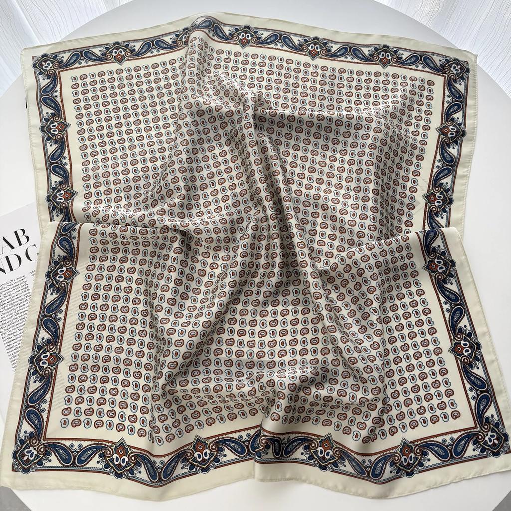 Luxury Floral Print Square Scarf Women Hijab Hair Bands Neckerchief Female Satin Shawl Ribbon Headband Fashion Wraps Bandana