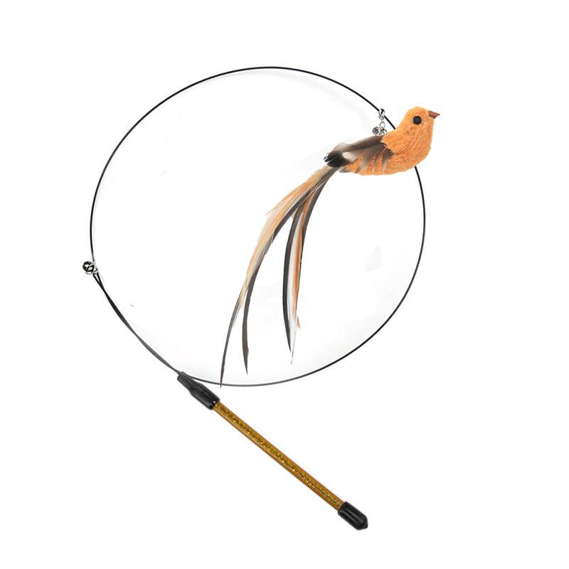 

Интерактивная игрушка для кошек с имитацией птицы, забавная игрушка с перьями птицы и колокольчиком, игрушка-палочка для кошек для котят, играющая тизер, игрушка-палочка, товары для кошек