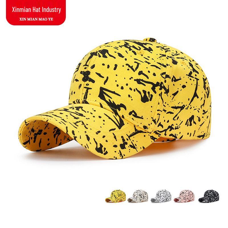 Korean Style Cotton Graffiti Baseball Cap for Women and Men - Trendy Sun Protection Hat for Spring and Autumn