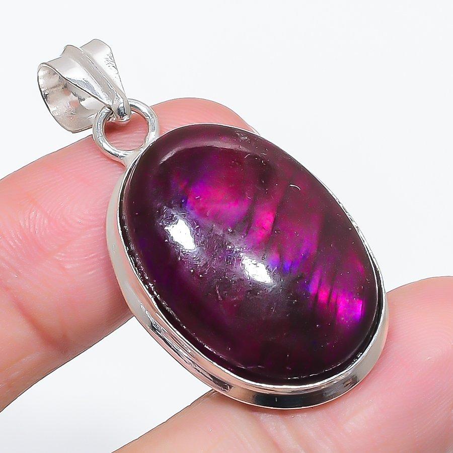 

Natural Pink Labradorite Gemstone 925 Sterling Silver Jewelry Pendant 1.77 U8E27