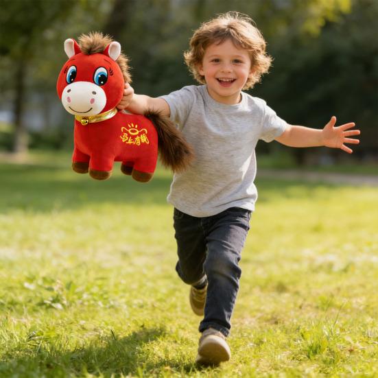 2026 Jahr des Pferdes Plüschtier Glückliches Pferde-Maskottchen für das Mondneujahr Weiches Kuscheltier zur Dekoration Symbol für Glück und Feierlichkeiten