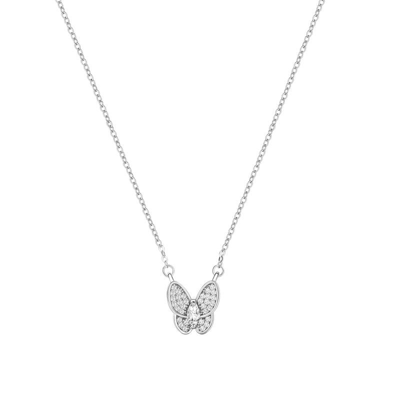 Butterfly Full Diamond Necklace Light Luxury Fashion Pendant Personality Niche Design Temperament Collarbone Chain Ins
