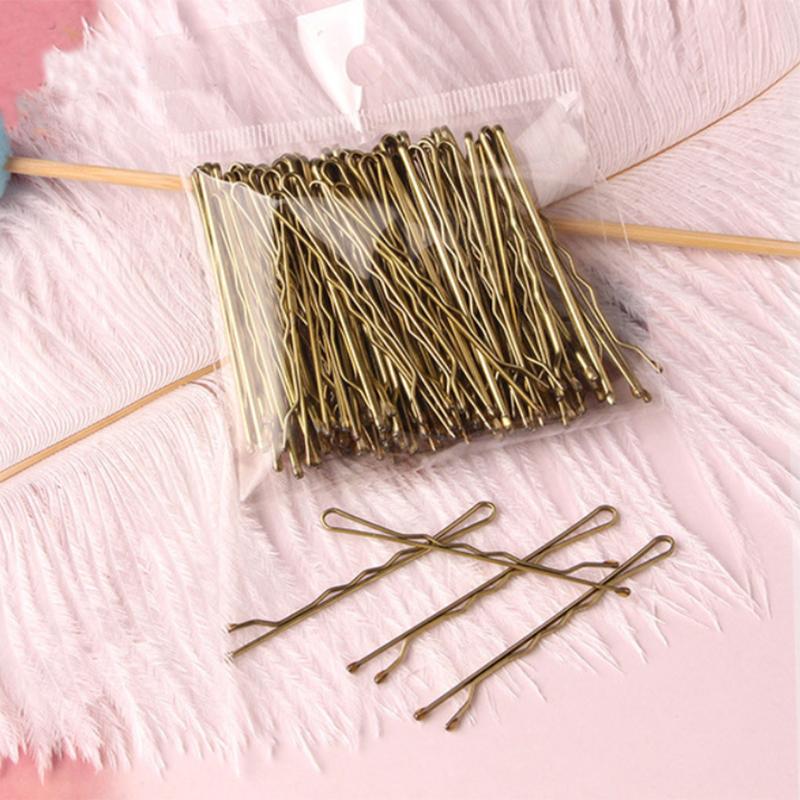 100 Stück Damen 5/6 cm Haar gewellt U-förmige Haarnadel Spange Salon Griffclip Braut Haarnadeln Schwarzes Metall Haarschmuck für Dutt