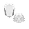 Girls Disco Dance Costume Set Metallic Gloss Sequins Sleeveless Top Tassels Tiered Ruffle Skirted Shorts