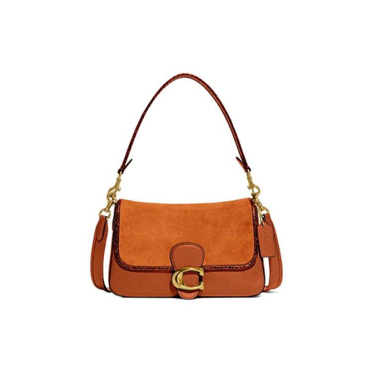 Coach Tabby 26 Button Closure Leather Suede Snake Print Handbag Women Handbags Brown CI034-B4BAR