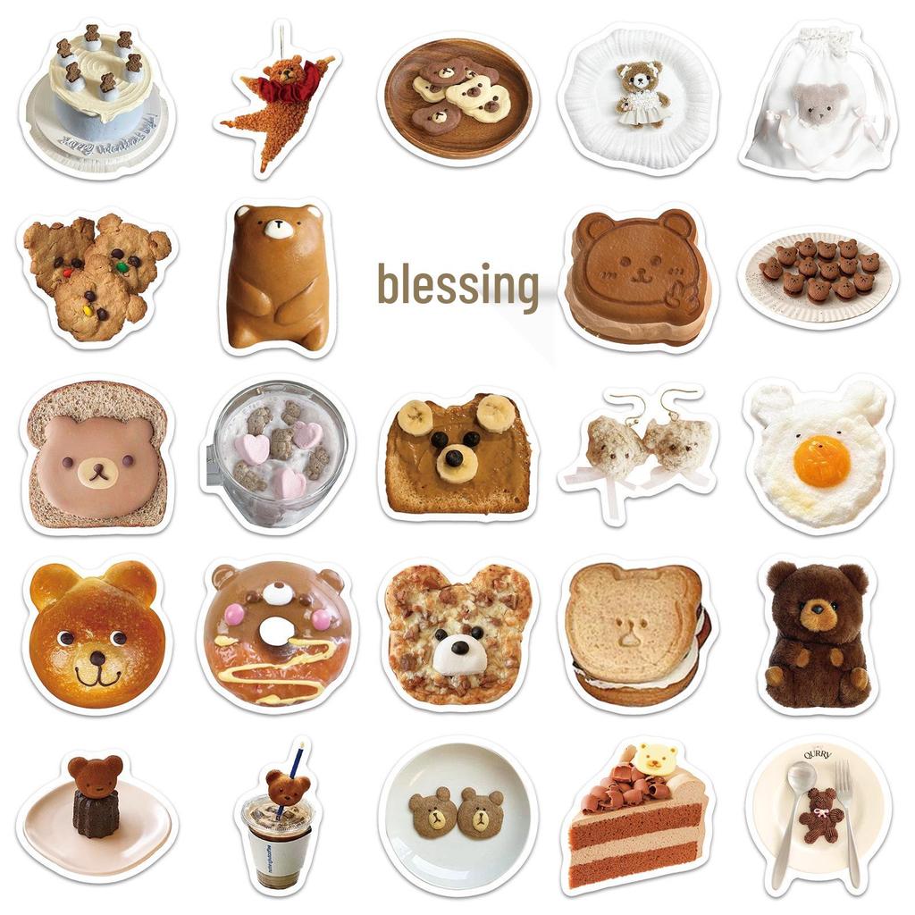 50PCS Bear INS Style Stickers: Creative Cartoon Waterproof Stickers for Guitar, Journal, DIY, and Refrigerator