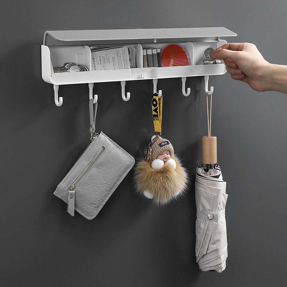 Wall Mount Key Rack Hanger Holder 6 Hook Chain Storage Organizer Decor for Home