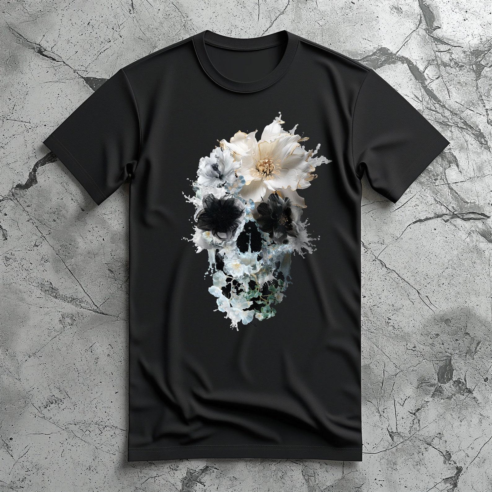 Floral Skull Graphic Tee - Bella Canvas Unisex T-Shirt 3XL